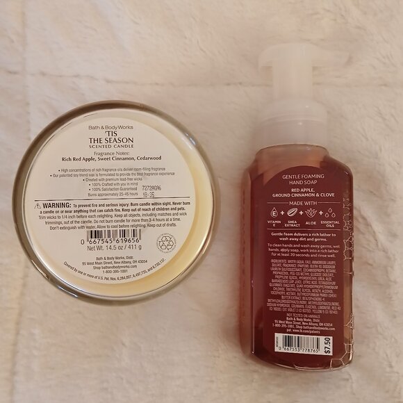 Bath & Body Works Tis the Season 3-wick candle and foam hand soap - Picture 3 of 5